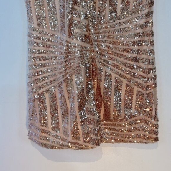 Rose gold Sequin sleeveless A-line mini dress size small - Picture 7 of 10